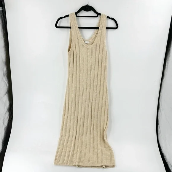 ✅ MADEWELL CREAM Ribbed Sleeveless‎ Midi Sweater Dress SIZE LARGE SP23 - Picture 2 of 7